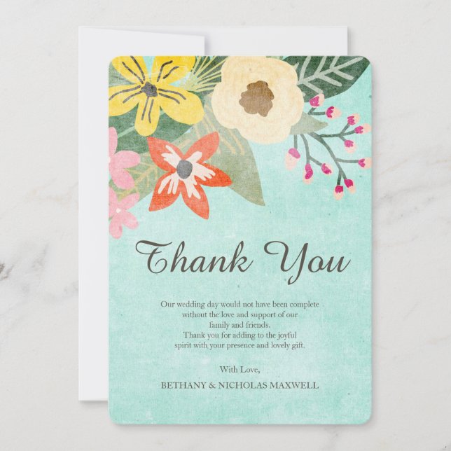 Beautiful Blooms Photo Thank You Flat Card (Front)