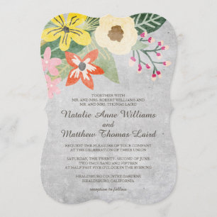 Beautiful Blooms Wedding Invitation / Grey