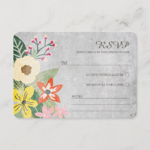 Beautiful Blooms Wedding RSVP Card / Grey