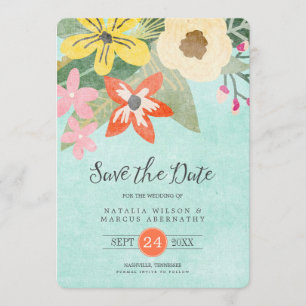 Beautiful Blooms Wedding Save the Date Card