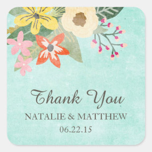 Beautiful Blooms Wedding Thank You Favour Stickers