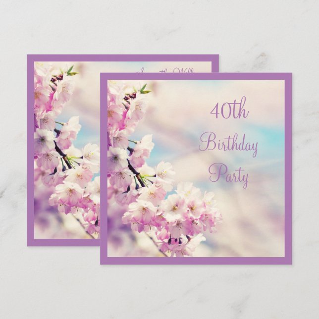 Beautiful Blossom 40th Birthday Invitation (Front/Back)