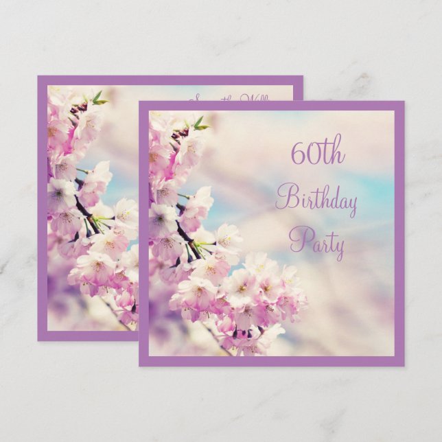 Beautiful Blossom 60th Birthday Invitation (Front/Back)