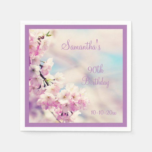 Beautiful Blossom 90th Birthday Napkin (Front)