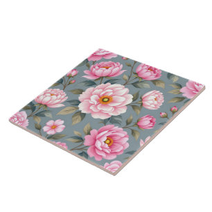 Beautiful blossom pink flowers tile