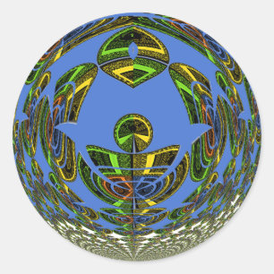 Beautiful Blue African Traditional Ethnic Vector Classic Round Sticker