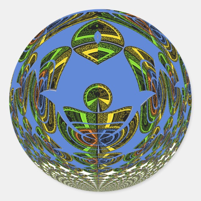 Beautiful Blue African Traditional Ethnic  Vector  Classic Round Sticker (Front)