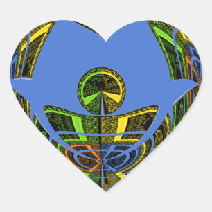 Beautiful Blue African Traditional Ethnic  Vector  Heart Sticker