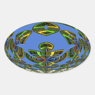 Beautiful Blue African Traditional Ethnic  Vector  Oval Sticker