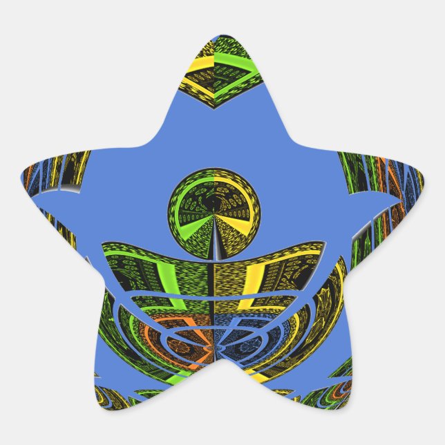 Beautiful Blue African Traditional Ethnic  Vector  Star Sticker (Front)