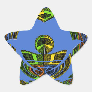 Beautiful Blue African Traditional Ethnic Vector Star Sticker