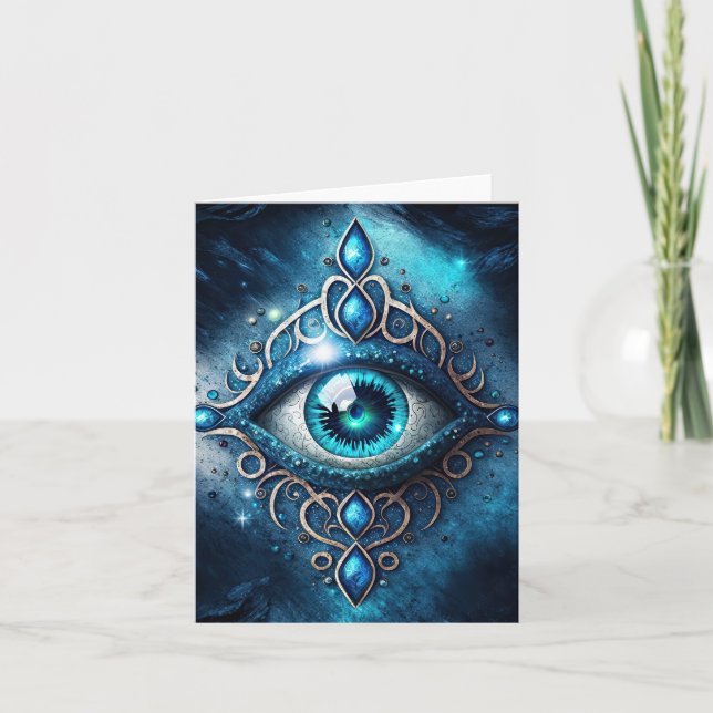 Beautiful Blue All Seeing Eye Illuminati Card (Front)
