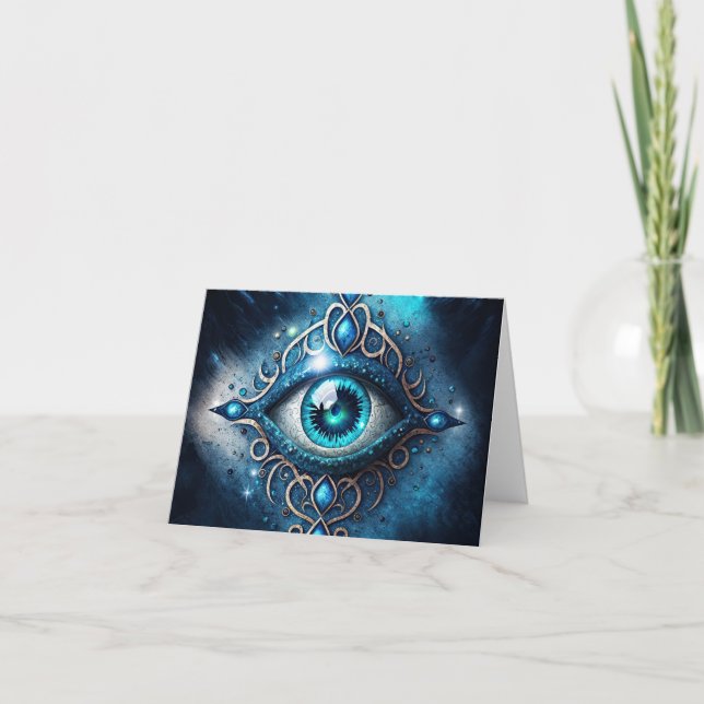 Beautiful Blue All Seeing Eye Illuminati Card (Front)
