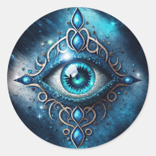 Beautiful Blue All Seeing Eye Illuminati Classic Round Sticker