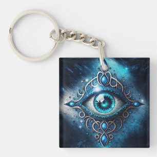 Beautiful Blue All Seeing Eye Illuminati Key Ring