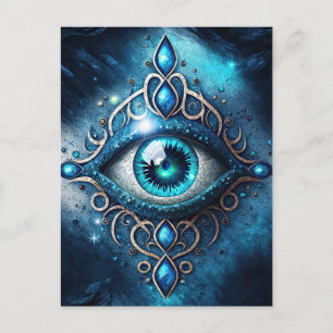 Beautiful Blue All Seeing Eye Illuminati Postcard