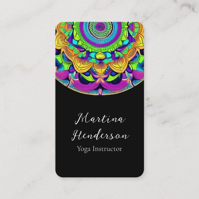 Beautiful Blue and Bold Mandala Yoga Business Card (Front)