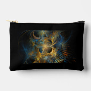 Beautiful Blue And Gold Fractal Accessory Pouch