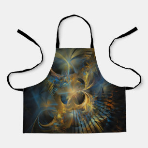 Beautiful Blue And Gold Fractal  Apron