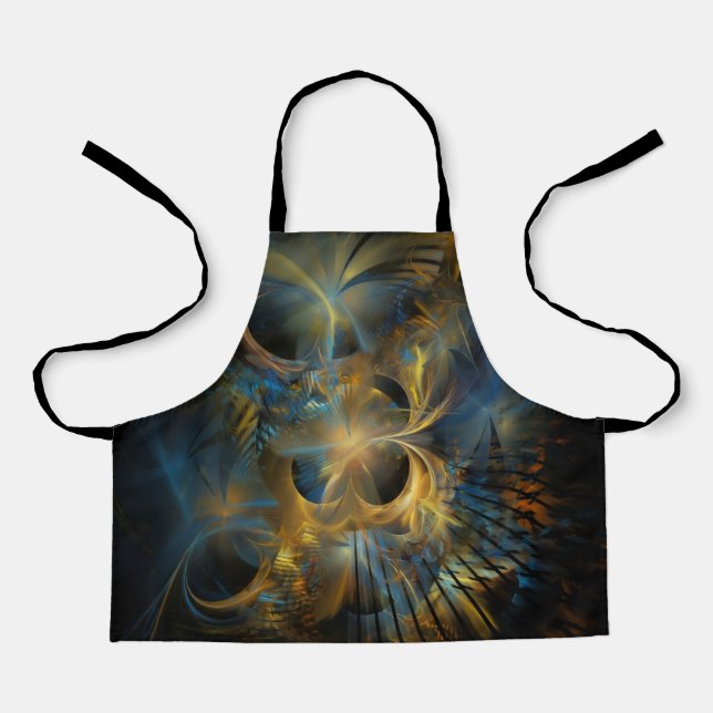 Beautiful Blue And Gold Fractal  Apron (Front)