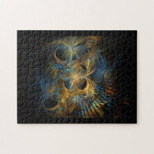 Beautiful Blue And Gold Fractal Jigsaw Puzzle