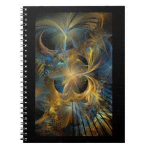 Beautiful Blue And Gold Fractal Notebook