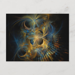 Beautiful Blue And Gold Fractal Postcard