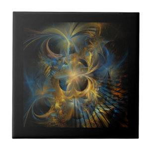 Beautiful Blue And Gold Fractal Tile