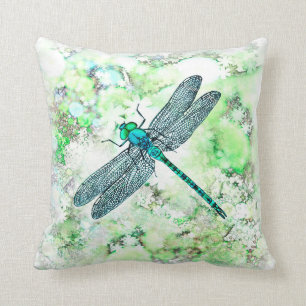 Beautiful Blue and Green Dragonfly Cushion