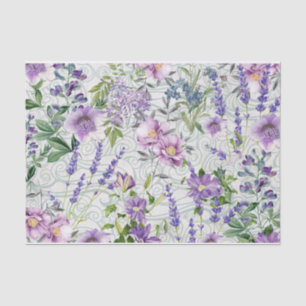 Beautiful Blue and Purple Flowers Nature Botanical Tissue Paper