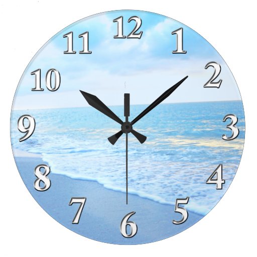Image of Beautiful Blue and Turquoise Beach Wall Clock