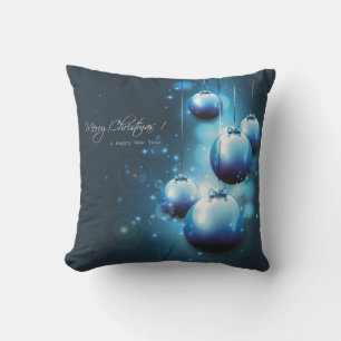 Beautiful Blue and White Christmas Balls Square Cushion