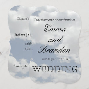 Beautiful Blue and White Clouds Print Wedding Invitation
