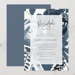 Beautiful Blue and White Floral Bridal Brunch Invitation