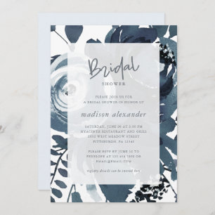 Beautiful Blue and White Floral Bridal Shower Invitation