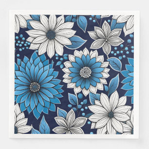 Beautiful Blue and White Floral Pattern Napkin
