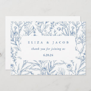 Beautiful Blue and White Floral Wedding Thank You Card