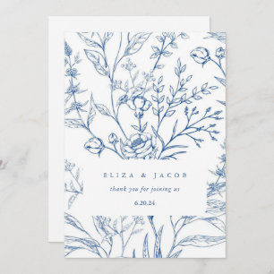 Beautiful Blue and White Floral Wedding Thank You Card