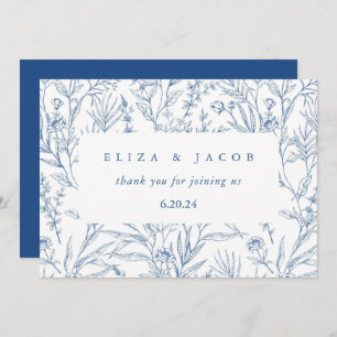 Beautiful Blue and White Floral Wedding Thank You Card