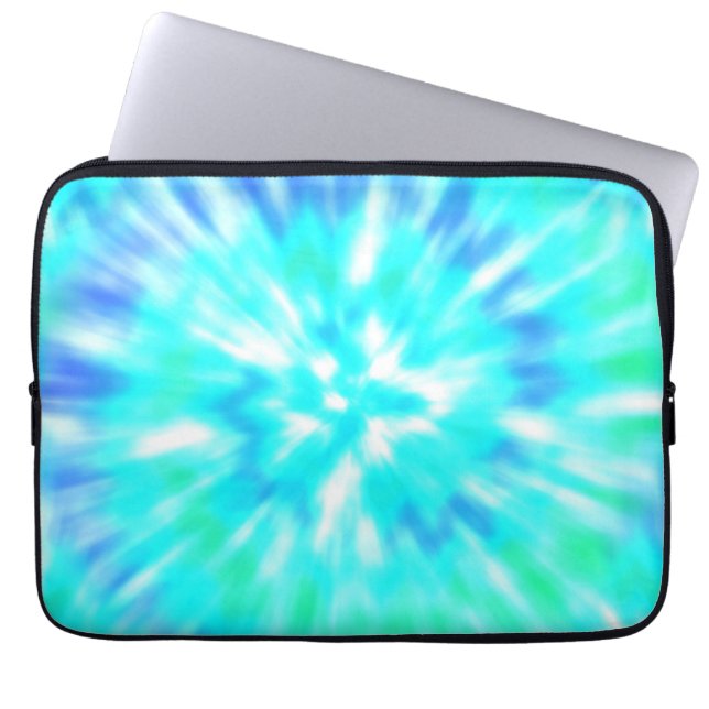 Beautiful Blue and White Tie Dye Laptop Case (Front)