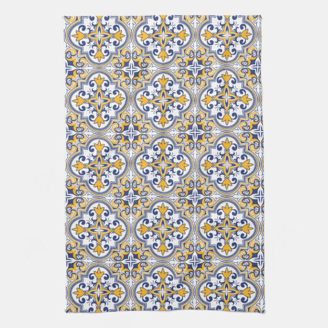 💙💛 Beautiful blue and yellow Azulejos 9 Tea Towel (Vertical)