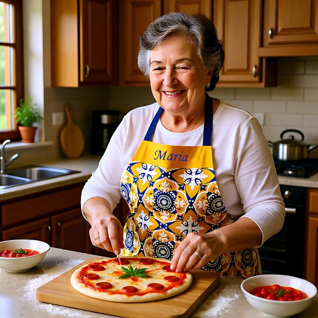 💙🤍💛 Beautiful blue and yellow Azulejos Apron (Beautiful blue and yellow Azulejos Apron)