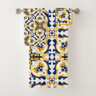 💙💛 Beautiful blue and yellow Azulejos Bath Towel Set