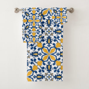💙💛 Beautiful blue and yellow Azulejos Bath Towel Set