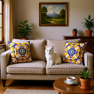 💛💙🤍 Beautiful blue and yellow Azulejos Cushion