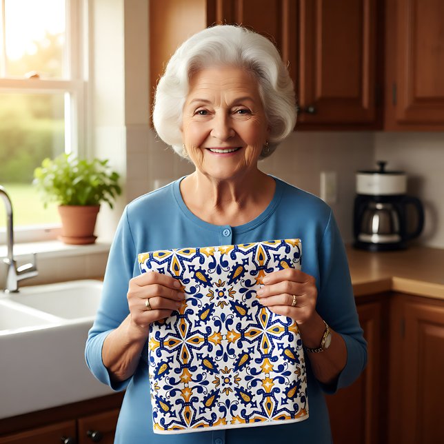 💙💛 Beautiful blue and yellow Azulejos,   Kitchen Tea Towel (💙💛 Beautiful blue and yellow Azulejos, Kitchen Kitchen Towel)