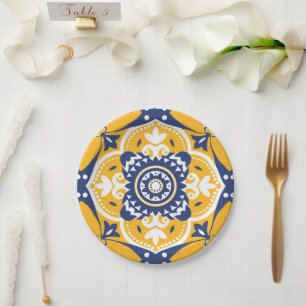 💛💙🤍 Beautiful blue and yellow Azulejos Paper Plate