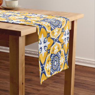 💛💙🤍 Beautiful blue and yellow Azulejos Short Table Runner