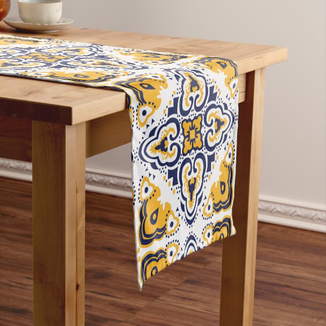 💛💙🤍 Beautiful blue and yellow Azulejos,  Short Table Runner (In Situ)