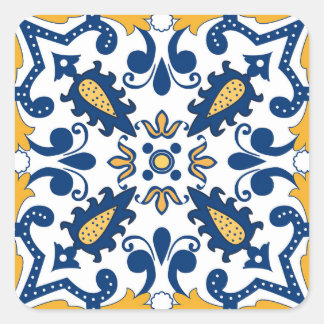 💙💛 Beautiful blue and yellow Azulejos, Square Sticker